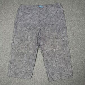 J McLaughlin Capris Leggings Women L Blue White Dot Print Cropped Pull On Casual